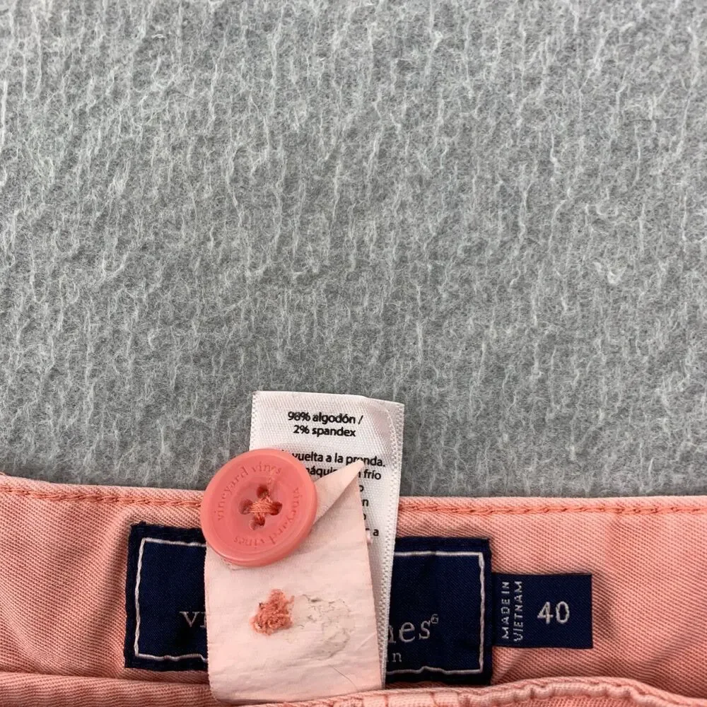 Vineyard Vines Island Shorts 40 Pink Flat Front Chino 7